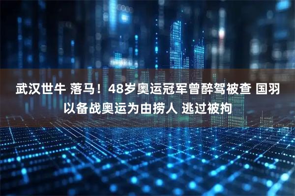 武汉世牛 落马！48岁奥运冠军曾醉驾被查 国羽以备战奥运为由捞人 逃过被拘